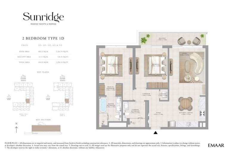 Sunridge 2 Bedroom Apartment Type 1D Floor Plans
