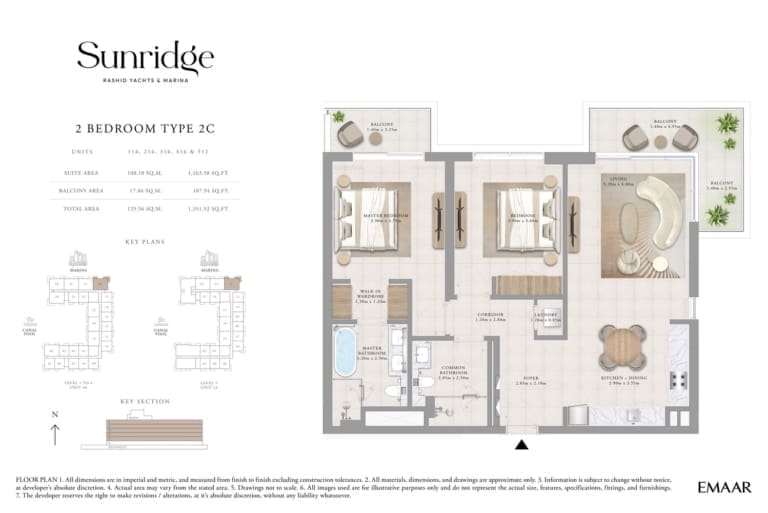 Sunridge 2 Bedroom Apartment Type 2C Floor Plans