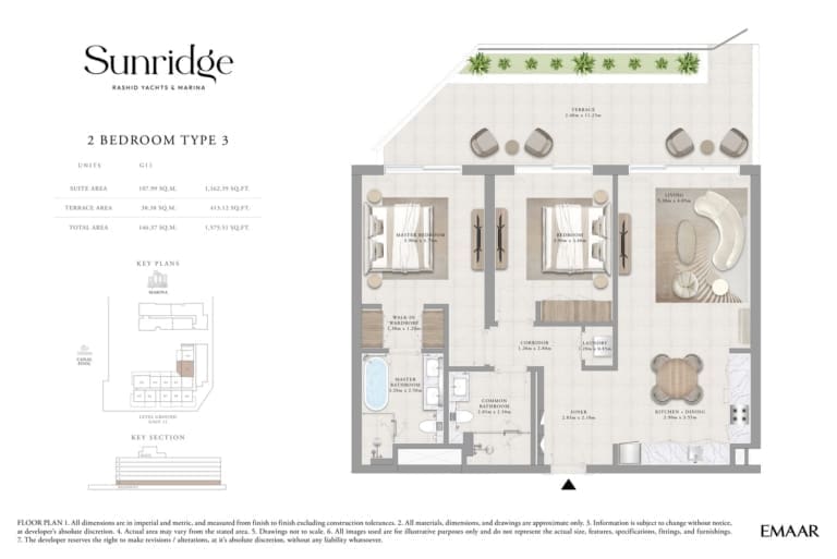 Sunridge 2 Bedroom Apartment Type 3 Floor Plans