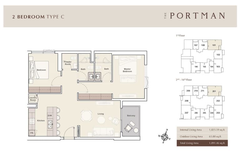 The Portman 2 Bedroom Apartment Type C Floor Plan