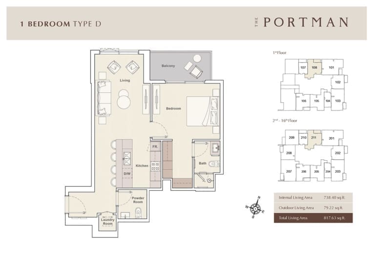 The Portman 1 Bedroom Apartment Type D Floor Plan
