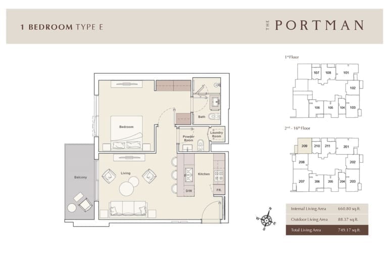 The Portman 1 Bedroom Apartment Type E Floor Plan