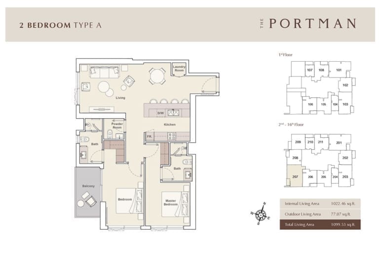 The Portman 2 Bedroom Apartment Type A Floor Plan