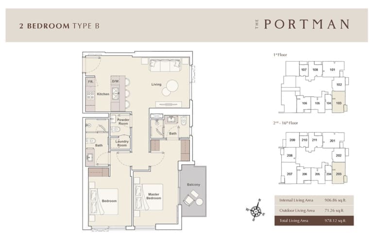 The Portman 2 Bedroom Apartment Type B Floor Plan