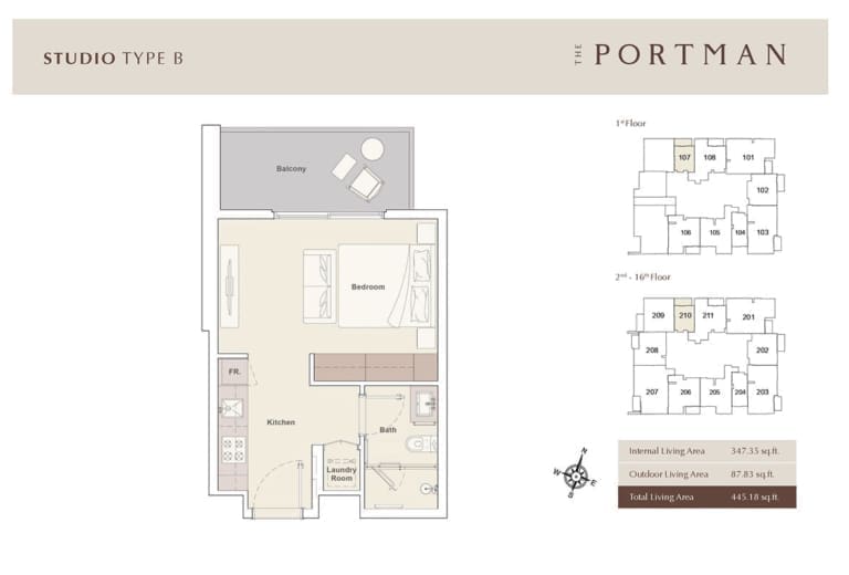 The Portman Studio Apartment Type B Floor Plan