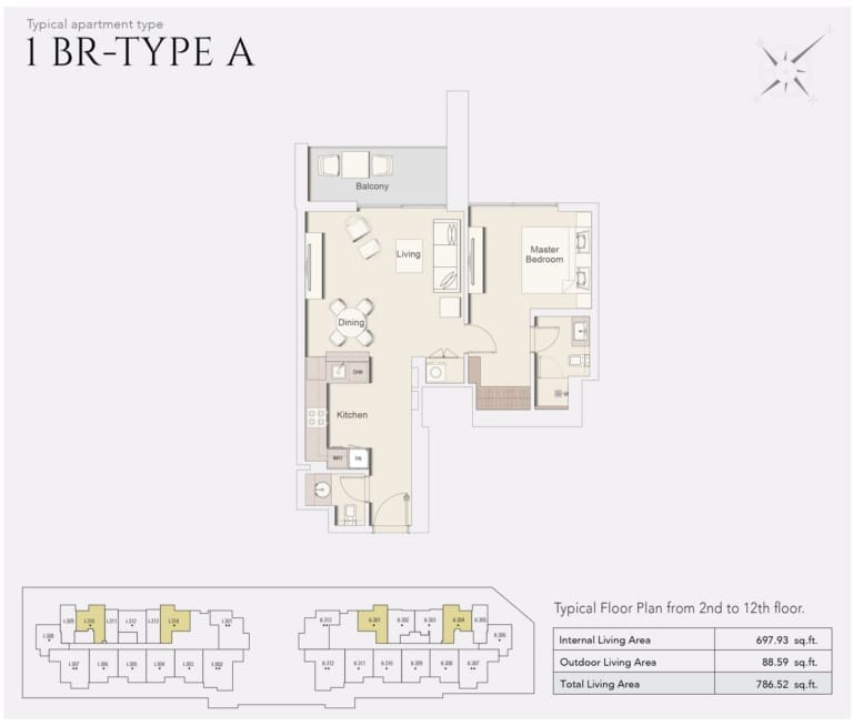 Wilton Park Residences 1 Bedroom Type A Floor Plan