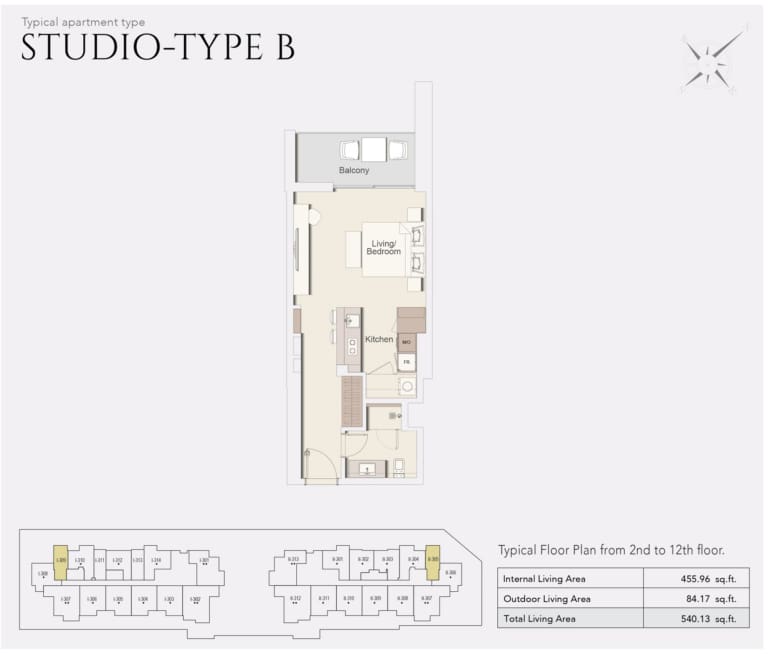 Wilton Park Residences Studio Type B Floor Plan
