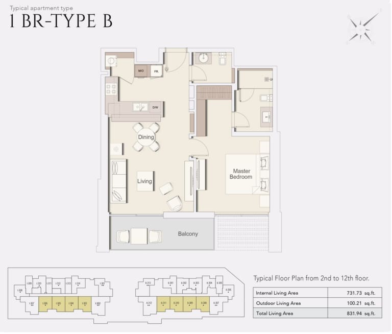 Wilton Park Residences 1 Bedroom Type B Floor Plan