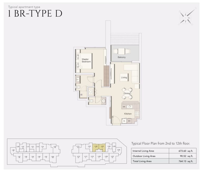 Wilton Park Residences 1 Bedroom Type D Floor Plan