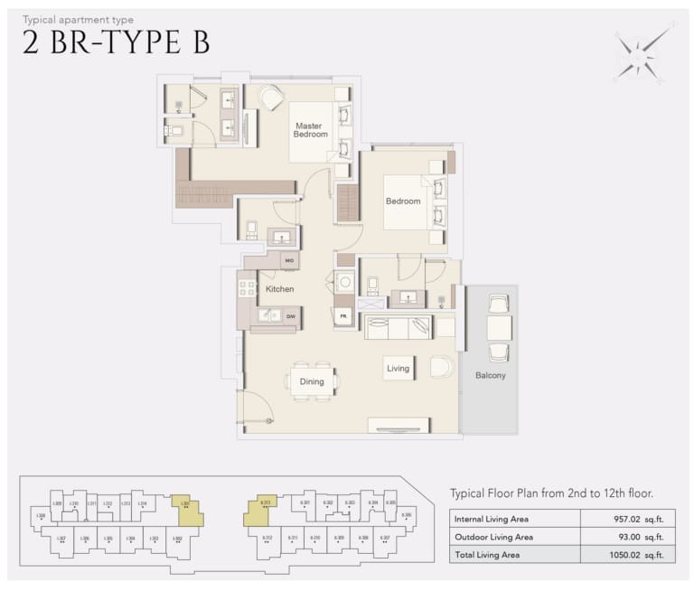 Wilton Park Residences 2 Bedroom Type B Floor Plan