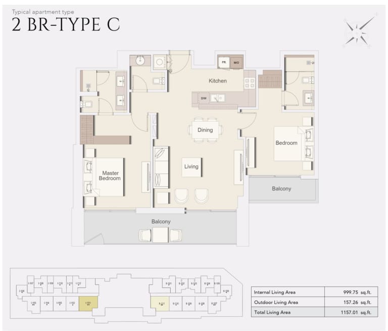 Wilton Park Residences 2 Bedroom Type C Floor Plan