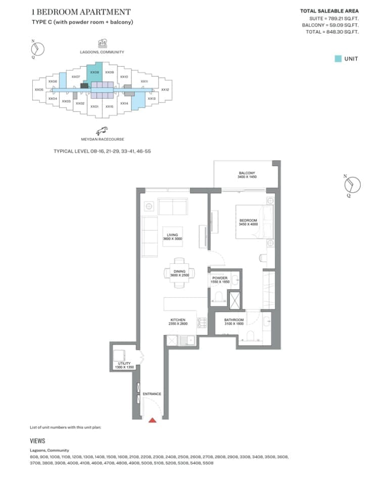 320 Riverside Crescent 1 Bedroom Apartment Type C Floor Plan