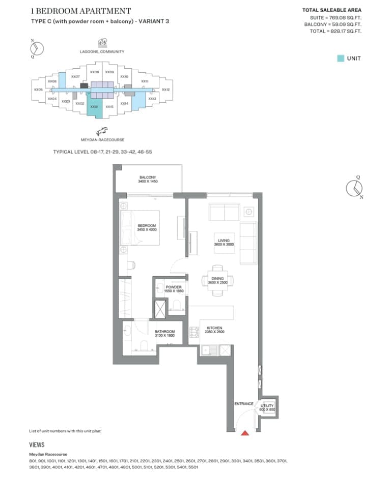 320 Riverside Crescent 1 Bedroom Apartment Type C Variant 3 Floor Plan