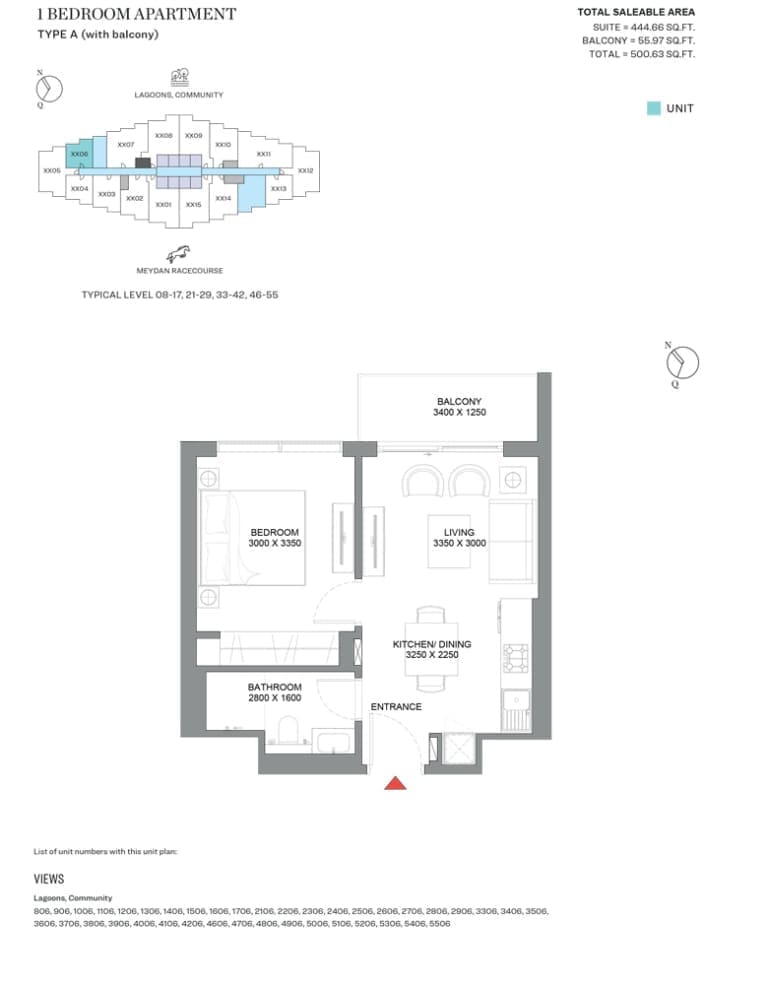 320 Riverside Crescent 1 Bedroom Apartment Type A Floor Plan