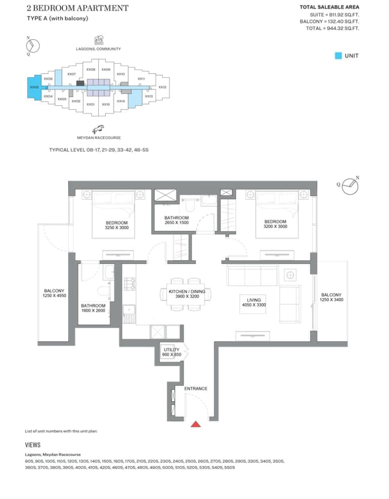 320 Riverside Crescent 2 Bedroom Apartment Type A Floor Plan