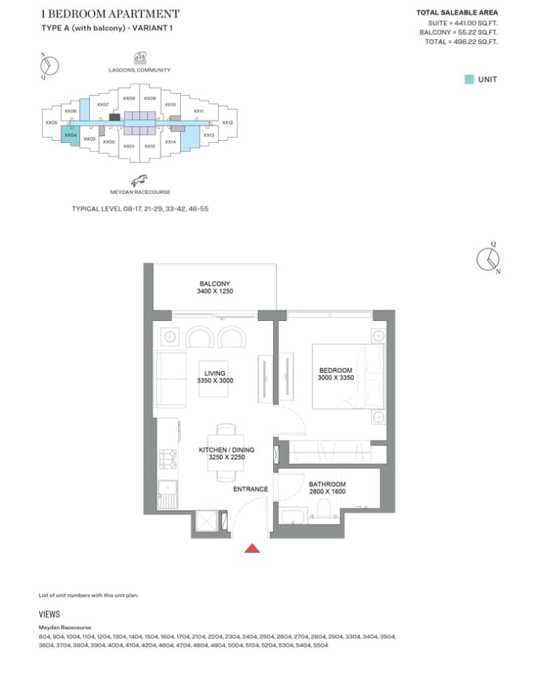 320 Riverside Crescent 1 Bedroom Apartment Type A Variant 1 Floor Plan