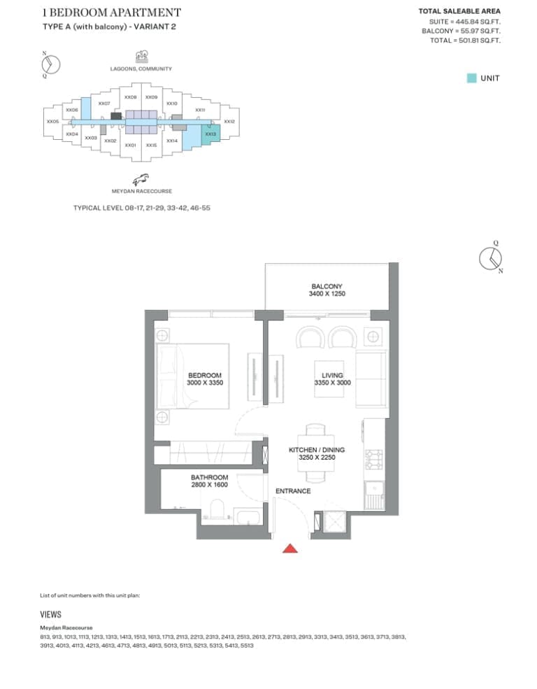 320 Riverside Crescent 1 Bedroom Apartment Type A Variant 2 Floor Plan