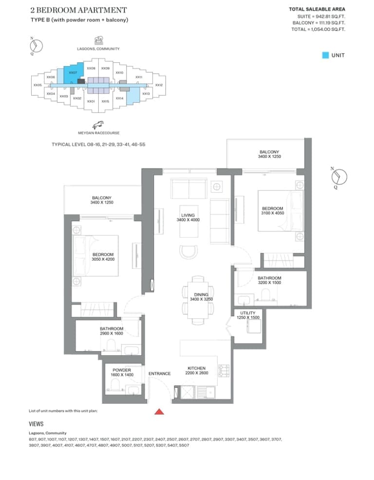 320 Riverside Crescent 2 Bedroom Apartment Type B Floor Plan