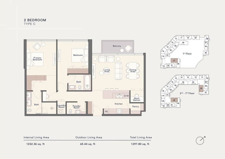 Ellington Arbor View 2 Bedroom Apartment Type C Floor Plan