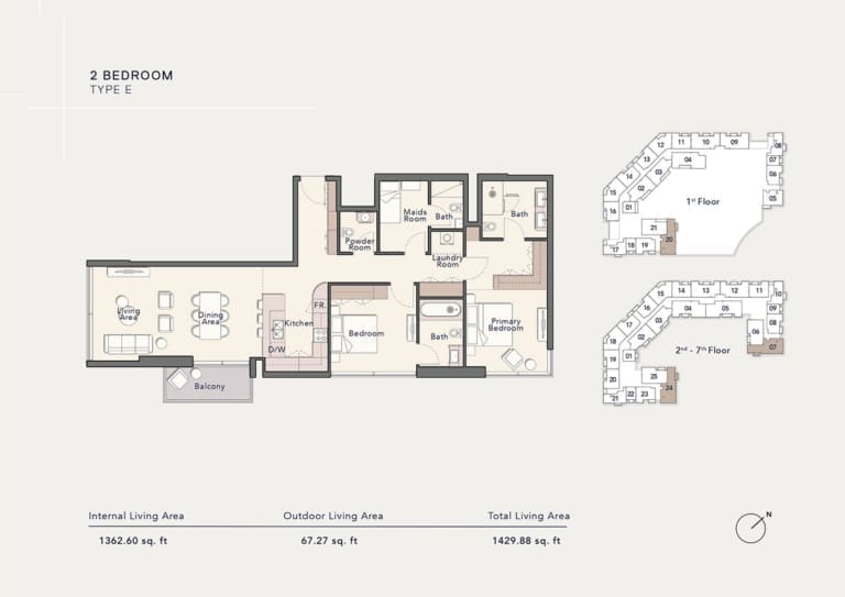 Ellington Arbor View 2 Bedroom Apartment Type E Floor Plan