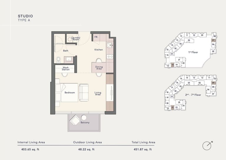 Ellington Arbor View Studio Apartment Type A Floor Plan