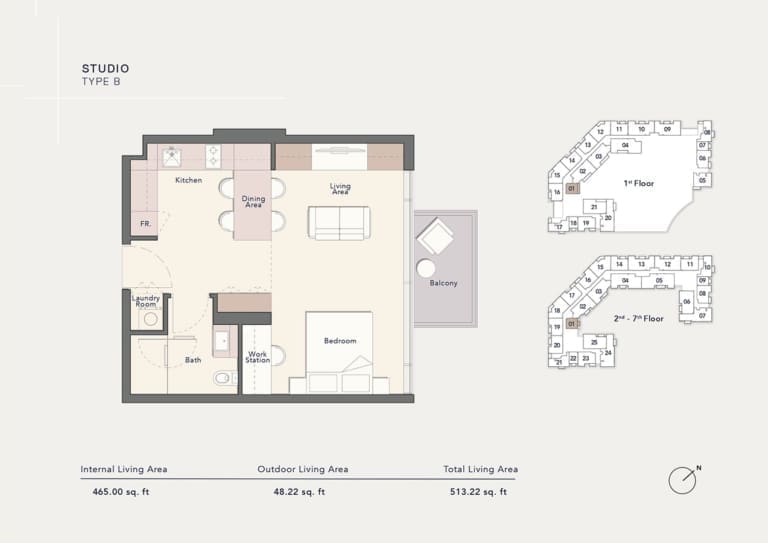 Ellington Arbor View Studio Apartment Type B Floor Plan