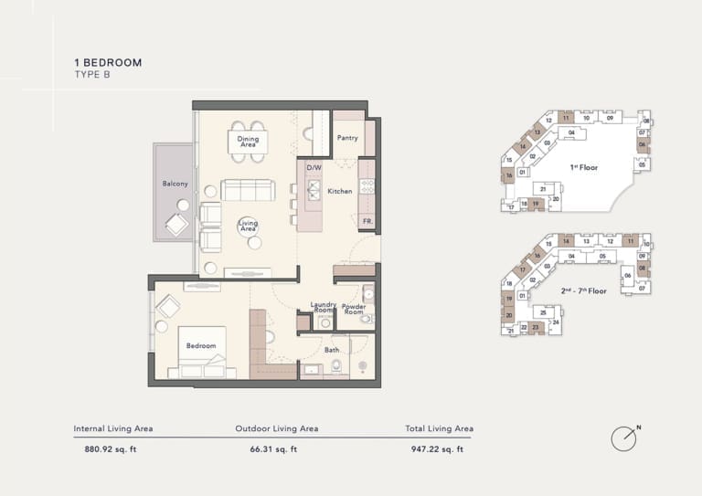 Ellington Arbor View 1 Bedroom Apartment Type B Floor Plan