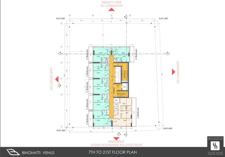 Binghatti Venus 7th to 21st Floor Plan