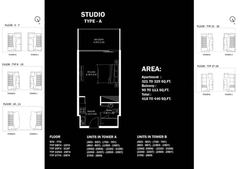 Danube Elitz 2 Studio Apartment Type A Floor Plan