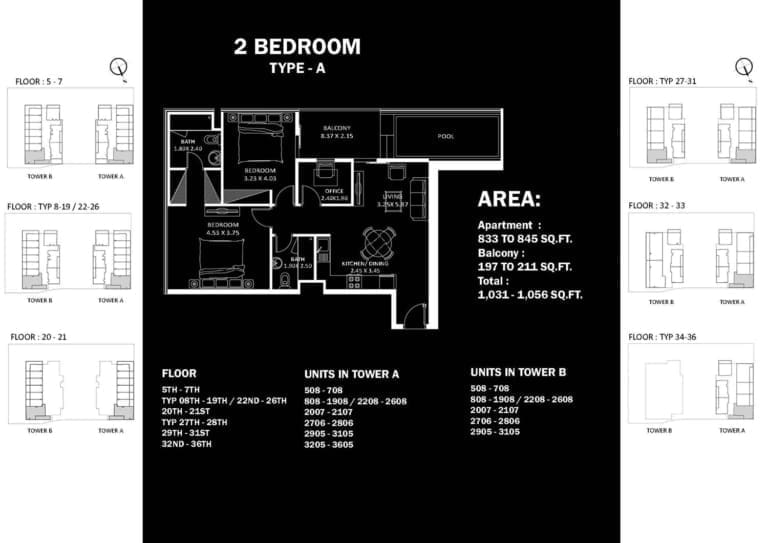 Danube Elitz 2 -2 Bedroom Apartment Type A Floor Plan