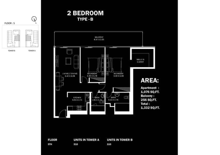 Danube Elitz 2 -2 Bedroom Apartment Type B Floor Plan