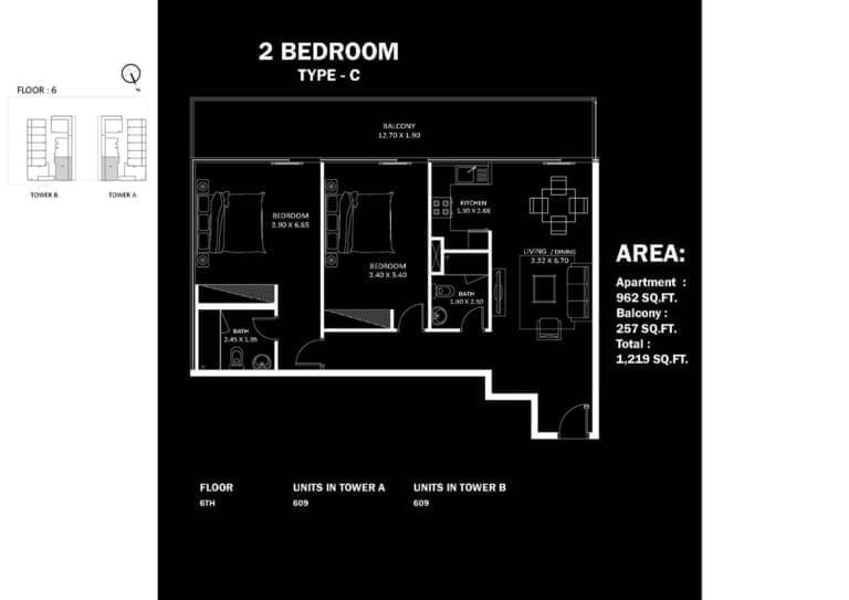 Danube Elitz 2 -2 Bedroom Apartment Type C Floor Plan