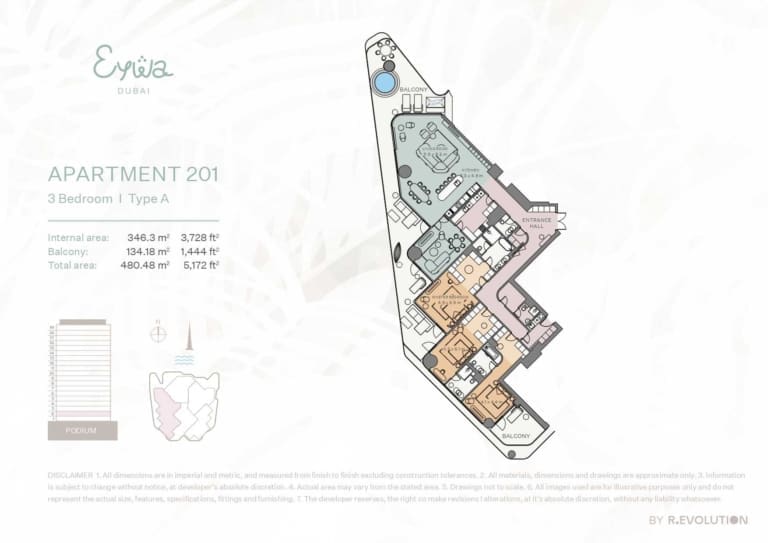 EYWA Apartment 201 – 3 Bedroom Type A Floor Plan