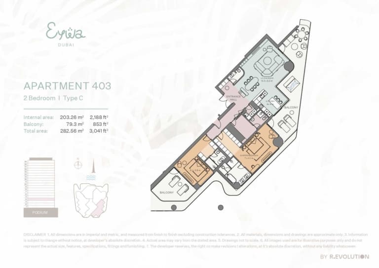 EYWA Apartment 403 – 2 Bedroom Type C Floor Plan