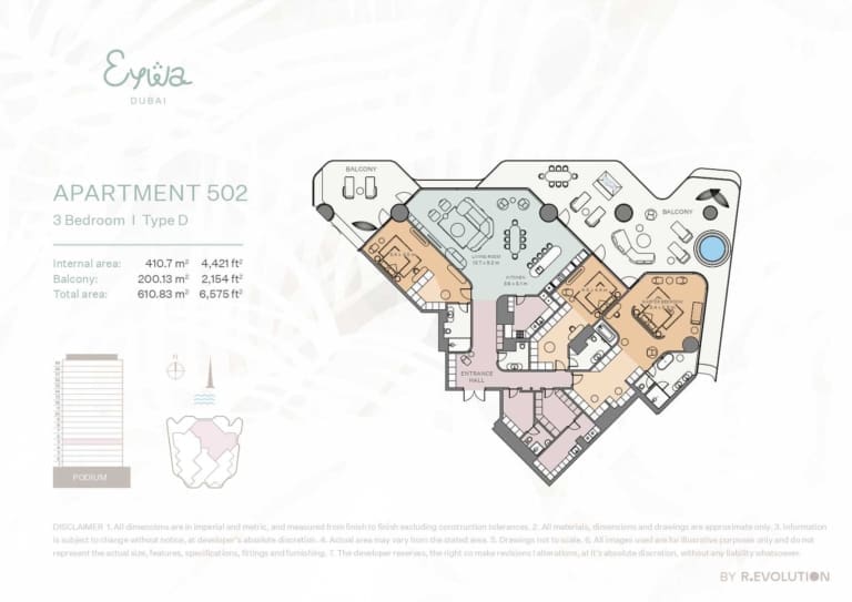 EYWA Apartment 502 – 3 Bedroom Type D Floor Plan
