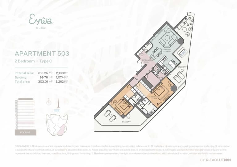EYWA Apartment 503 – 2 Bedroom Type C Floor Plan