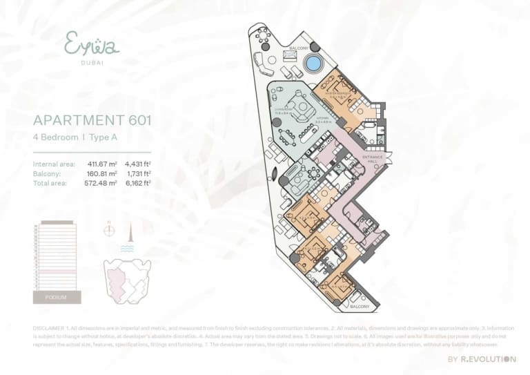 EYWA Apartment 601 – 4 Bedroom Type A Floor Plan