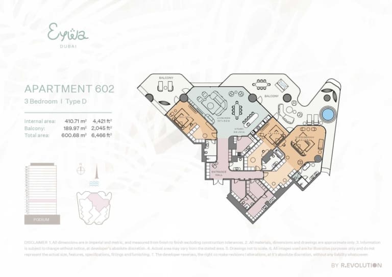 EYWA Apartment 602 – 3 Bedroom Type D Floor Plan