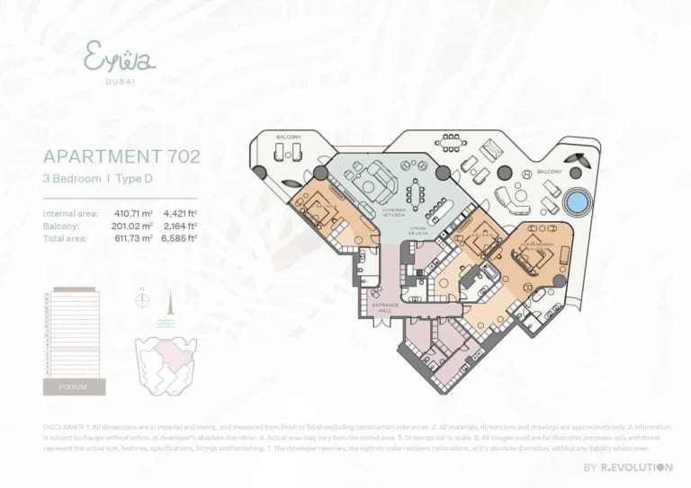 EYWA Apartment 702 – 3 Bedroom Type D Floor Plan