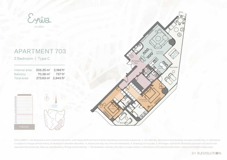 EYWA Apartment 703 – 2 Bedroom Type C Floor Plan