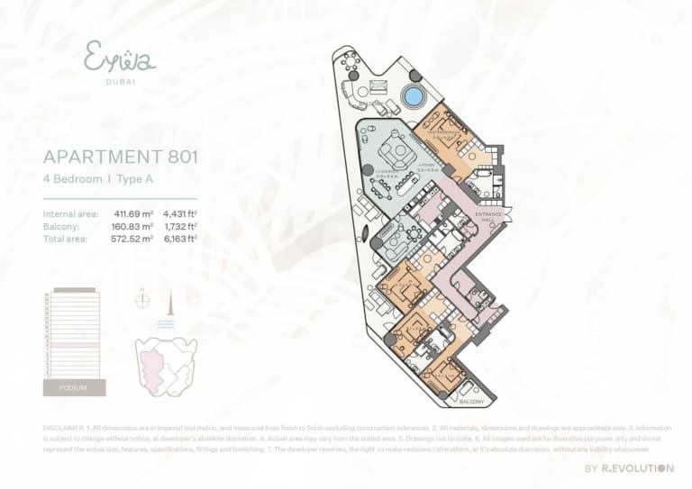 EYWA Apartment 801 – 4 Bedroom Type A Floor Plan