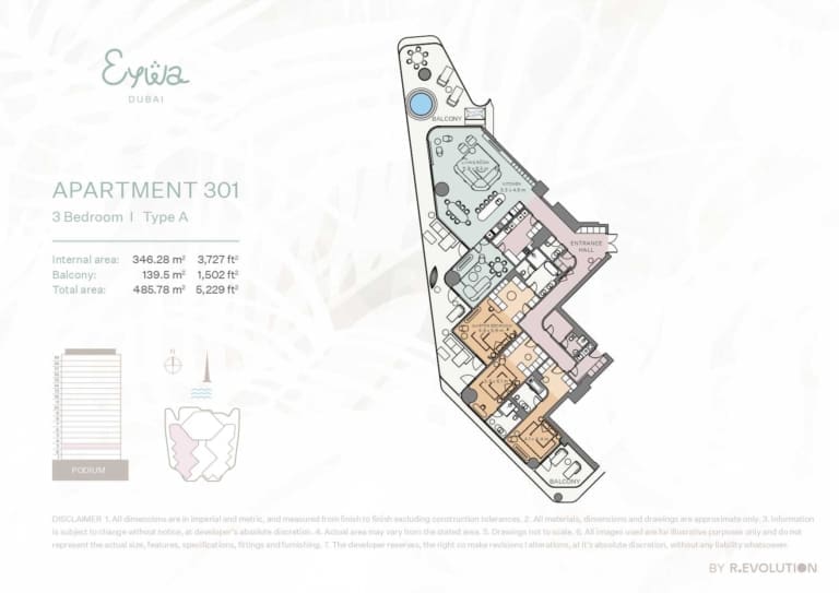 EYWA Apartment 301 – 3 Bedroom Type A Floor Plan