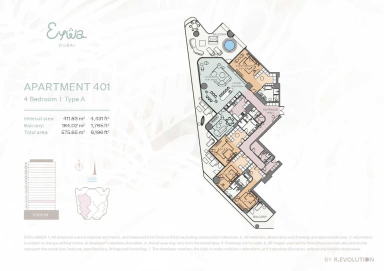 EYWA Apartment 401 – 4 Bedroom Type A Floor Plan