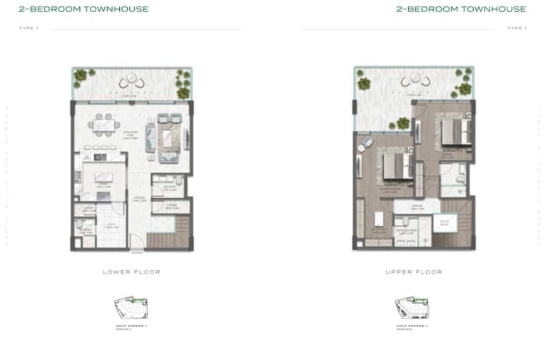 Golf Greens 2 Bedroom Townhouse Type 1 Floor Plan