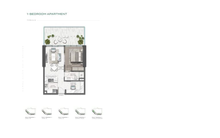 Golf Greens 1 Bedroom Apartment Type A3 Floor Plan