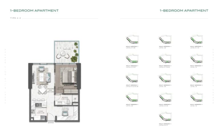 Golf Greens 1 Bedroom Apartment Type A4 Floor Plan