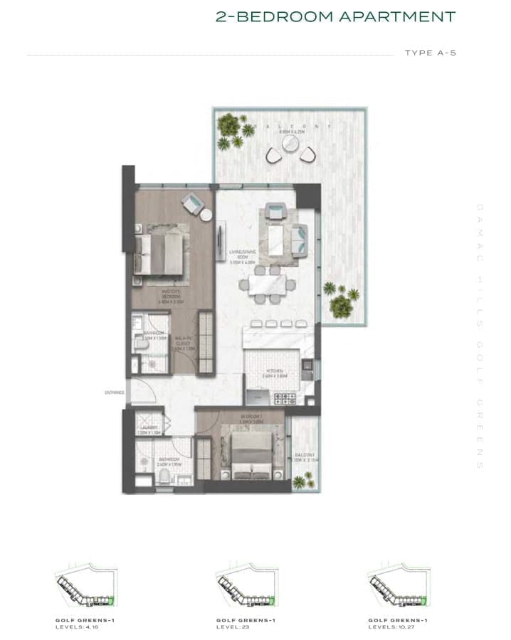 Golf Greens 2 Bedroom Apartment Type A5 Floor Plan