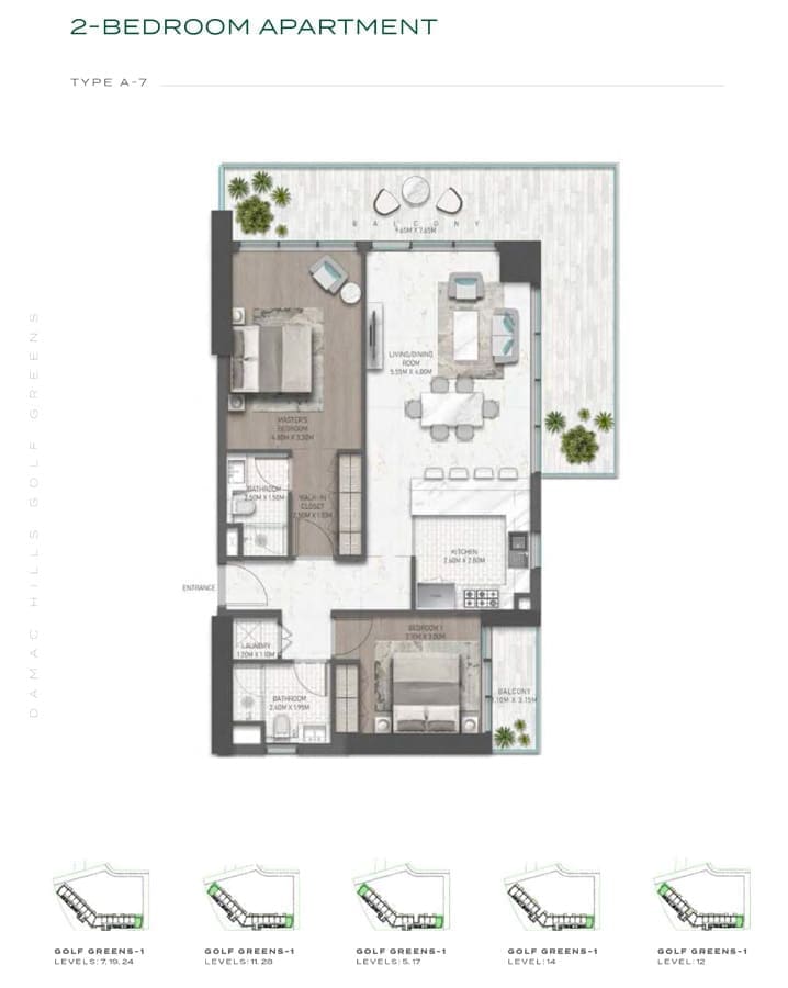Golf Greens 2 Bedroom Apartment Type A7 Floor Plan