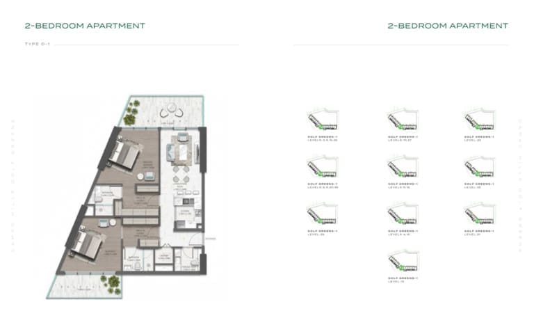 Golf Greens 2 Bedroom Apartment Type D1 Floor Plan
