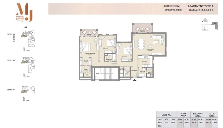 Lamtara Building 2 – 1 Bedroom Apartment Type A Floor Plan
